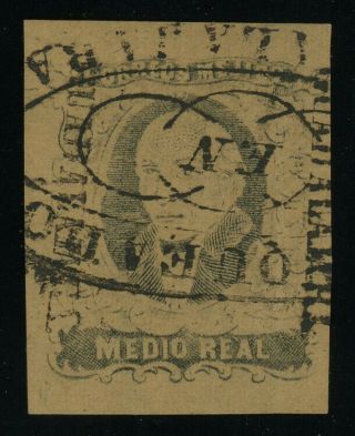 Mexico 1861 1/2r Black On Buff,  Stitch Watermark (vertical),  Perfect,  Rare