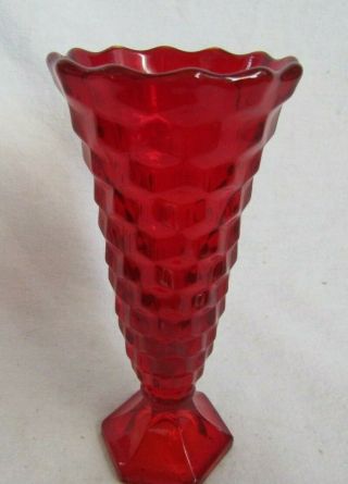 Fostoria American Glass Pattern Ruby Red Flared Top Vase