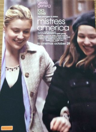 Promotional Movie Flyer Not A Dvd Mistress America Greta Gerwig,  Lola Kirke