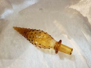 Vtg Mid - Century Amber Empoli Genie Bottle Stopper Only Bubble Hobnail