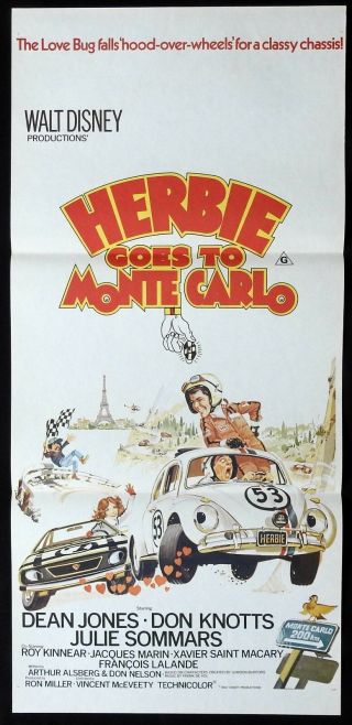 Herbie Goes To Monte Carlo Daybill Movie Poster Beetle Volkswagen Vw