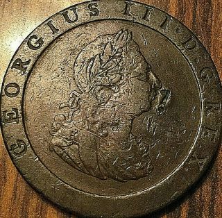 1797 Uk Great Britain George Iii Cartwheel Penny - Counterstamped