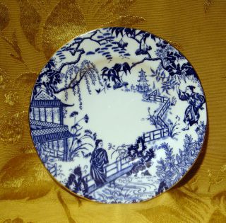 Royal Crown Derby " Mikado Blue Dessert Plate 7 1/8 " Gold Trim Made In England