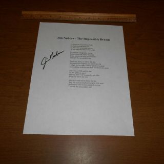 Jim Nabors Was An American Actor Singer Comedian Hand Signed 8.  5 X 11 Song Page