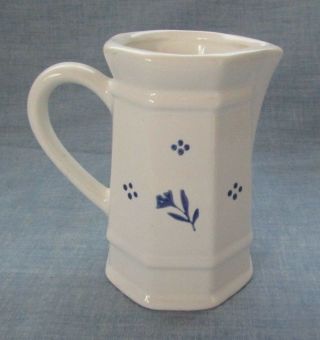 Pfaltzgraff Perrannial White Cream Pitcher With Blue Tulips And Flowers