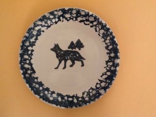 Tienshan Wolf Folk Craft North Country 10 1/4 " Dinner Plate Green Sponge Paint