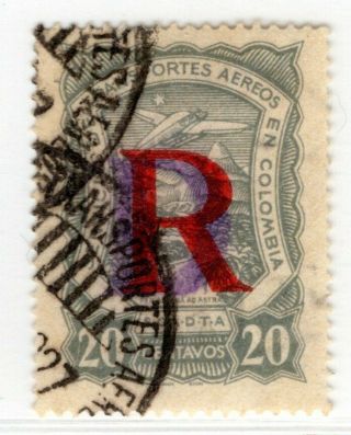 Denmark - Colombia - Scadta Consular 20c Registration Stamp - Sc Cfld1 Rrrr