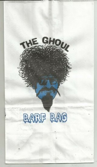 The Ghoul Ron Sweed Barf Bag Rare Vg Oop Collectible Horror Host Svengoolie Ltd