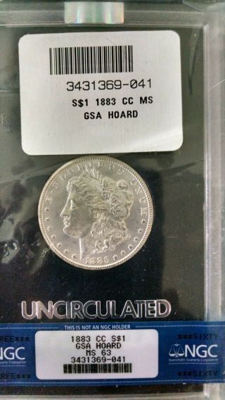 1883 - Cc Gsa Hoard Morgan Silver Dollar $1 Coin Ngc Ms - 63 &