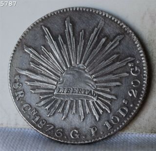 1876 Cn/gp Silver Mexico 8 Reales " Xf " S/h After 1st Item