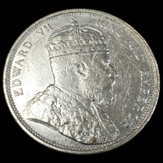 1904 Uk Malaysia Straits Settlements $1 One Dollar Silver Edward Vii Coin 9ukm29