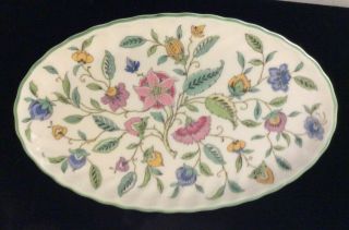 Vintage Minton Bone Chine " Haddon Hall " Oval Snack Or Pin Tray Marked B 1451