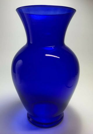Vintage Cobalt Blue Glass Flower Vase Mouth For Large Boquet Vase Deep Blue 11”