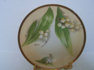 Antique Imperial Austria White Floral Porcelain Plate Hand Painted Marting
