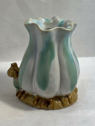 HAND CRAFTED POTTERY VASE DECORATED WITH FROG & LILY 2