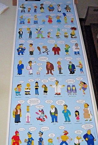 Simpsons / Door Size Poster - 65 Characters,  & Quotes - 21 X 62 " Exc.  Cond.