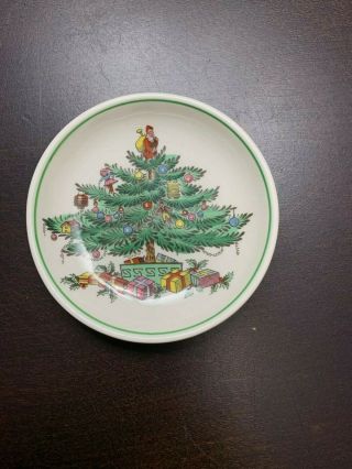 Vintage Spode Christmas Tree Butter Pat Dish 3 Inches Diam.