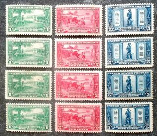 Buffalo Stamps: Scott 617 - 619 Lexington Concord,  H/og,  4 Complete Sets