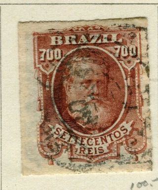 Brazil; 1870s Early Classic Dom Pedro Rouletted Issue Fine 700r.  Value