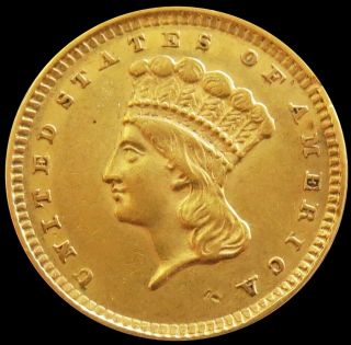 1857 Gold United States Princess Head $1 Dollar Coin