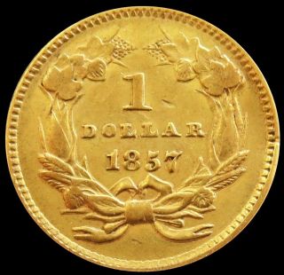 1857 GOLD UNITED STATES PRINCESS HEAD $1 DOLLAR COIN 2