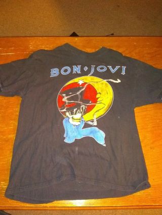 Vtg 1987 Bon Jovi Slippery When Wet Concert Tour T - Shirt Double Sided L