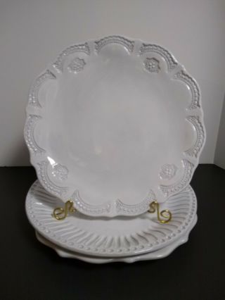 Vietri Made In Italy Incanto Dinner Plates Set Of 3 Ruffle,  Stripe,  Lace Nwt