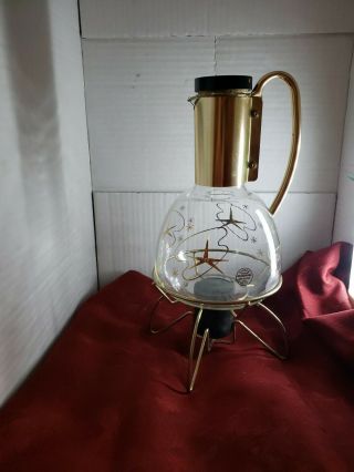 Vintage Collectible Pyrex Coffee Carafe And Warmer Gold Atomic Design For Weico