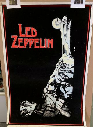 Vintage Led Zeppelin Black Light Felt Poster 1988