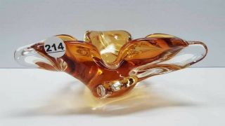 Vintage (1950 - 1960) Chalet Hand Blown Art Glass Amber - Canadian Art Glass