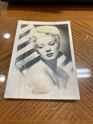 Vintage 5 X 7” B & W Autographed Photo Of Betty Hutton