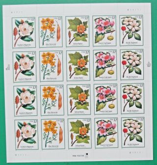 One (1) Sheet Of 20 Of Flowering Trees 32¢ Us Postage Stamps.  Scott 3193 - 3197