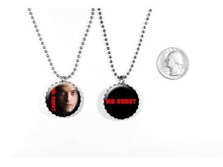Mr.  Robot Tv Show Techno Thriller Dystopia Rami Malek 2 Sided Necklace