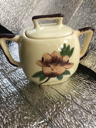 Weil Ware California Pottery Yellow Rose Sugar Bowl With Lid
