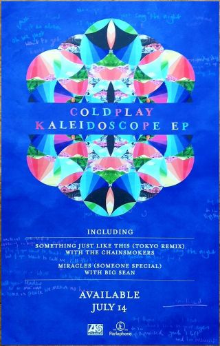 Coldplay Kaleidoscope Ep 2017 Ltd Ed Rare Poster,  Rock Alt Pop Poster