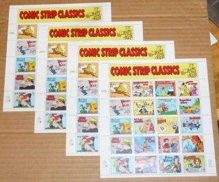 4 Scott 3000 Comic Strip Classics.  Mnh 32 Cent Sheet Of 20.  Issued In 1995.