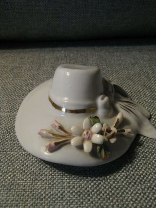Vintage Nuova Capodimonte Porcelain Hat With Flowers