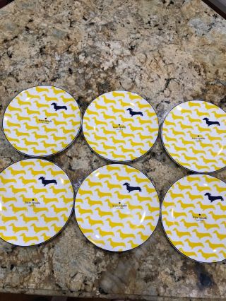 Kate Spade Dachshund Accent Plates - Set Of 6 - 9.  2 " - Nwt