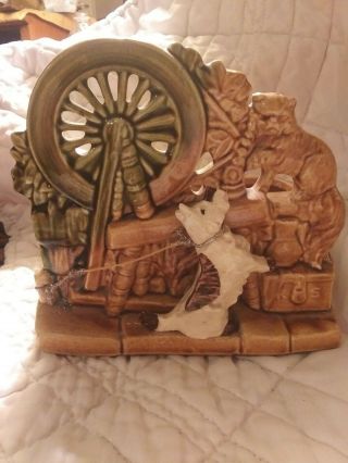 Vintage Mccoy Pottery Planter With Dog,  Cat,  And Waterwheel