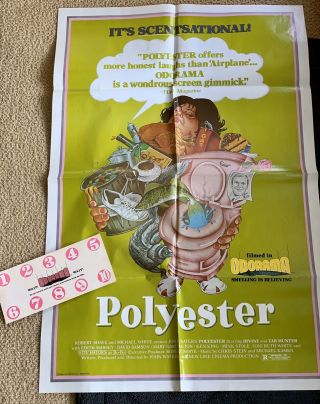 John Waters 1981 Polyester Odorama Card & One Sheet Poster.  Divine.