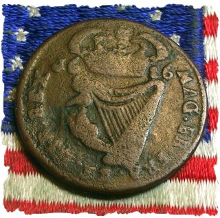 1686 James Ii Hibernia Irish Half Penny Colonial Era Days Of Old Coin Rare