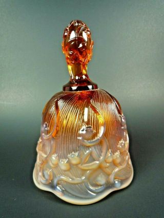 Vintage Fenton Amber Opalescent Lily Of The Valley Bell
