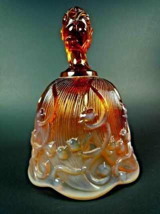 VINTAGE FENTON AMBER OPALESCENT LILY OF THE VALLEY BELL 2