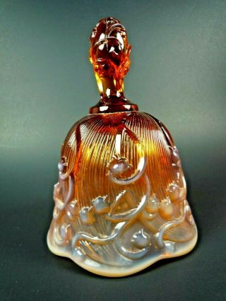 VINTAGE FENTON AMBER OPALESCENT LILY OF THE VALLEY BELL 3