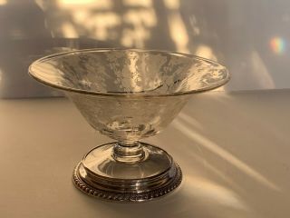 Cambridge Antique Rose Point Crystal Glass With Wallace Sterling Silver Base