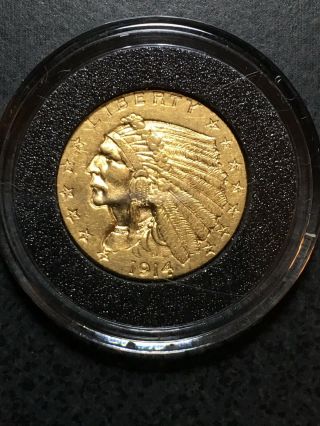 1914 $2.  5 Gold Indian Head Quarter Eagle Coin
