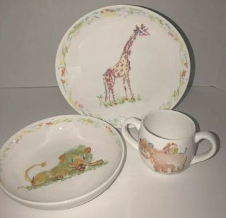 Tiffany &co Jungle Animal Plate Bowl Cup Children’s 3 Piece Set 2002 Giraffe