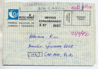 Argentina 1982 Military Aerogramme From Comodoro Rivadavia During Falklands War