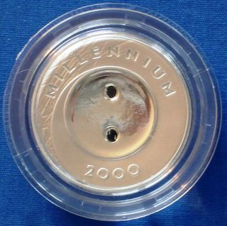 Latvia 1 Lats Silver Proof 2000 Millennium Button With Holes