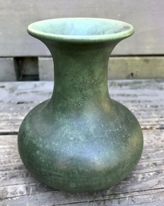 Sweet Hampshire Pottery Matte Green Vase Marked And Numbered